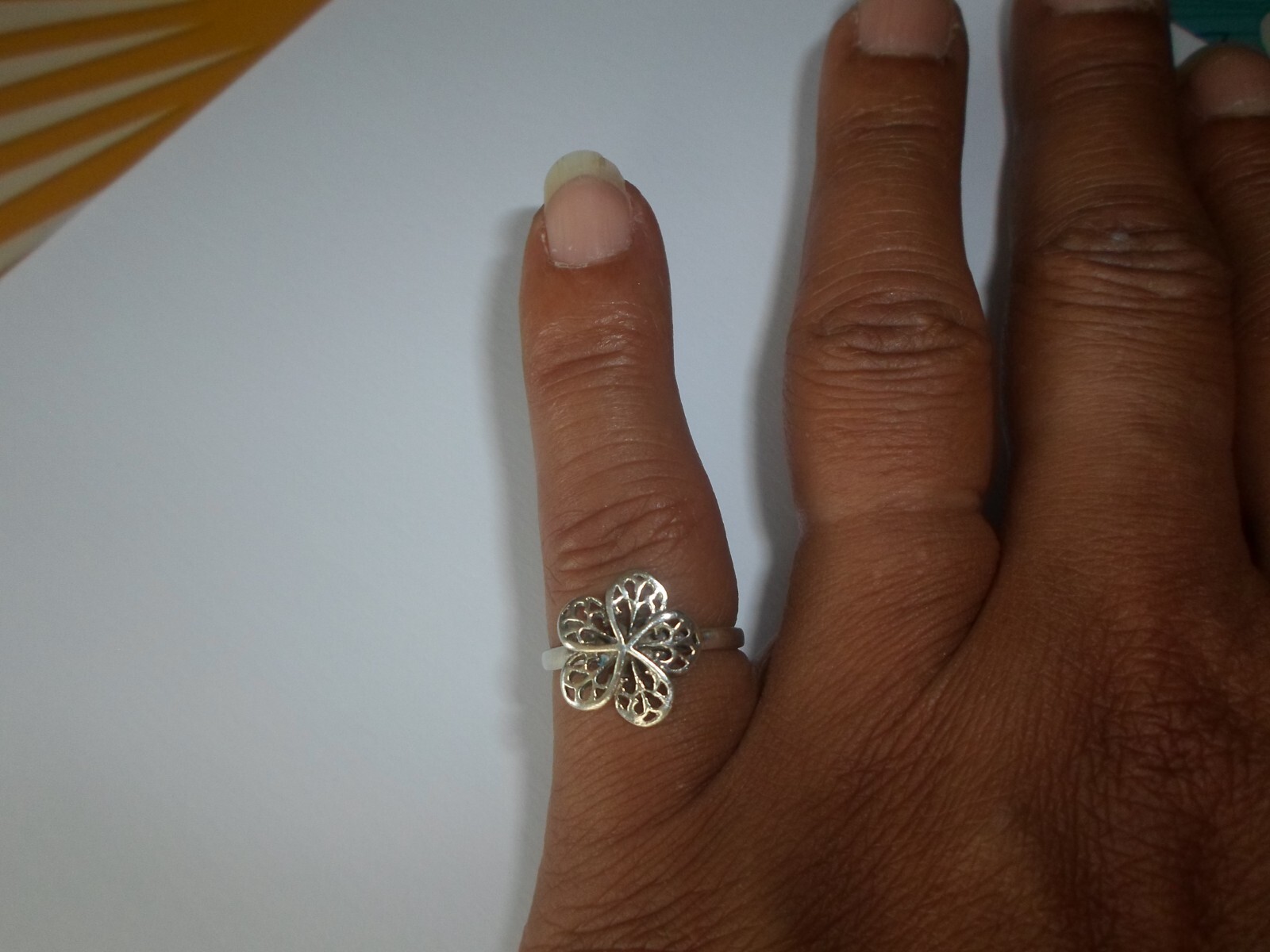 solid silver ring, openwork flower, filigree, siz… - image 3