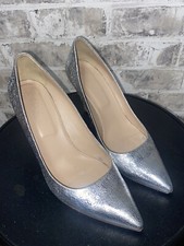 J Crew Cracked Silver Leather Pumps