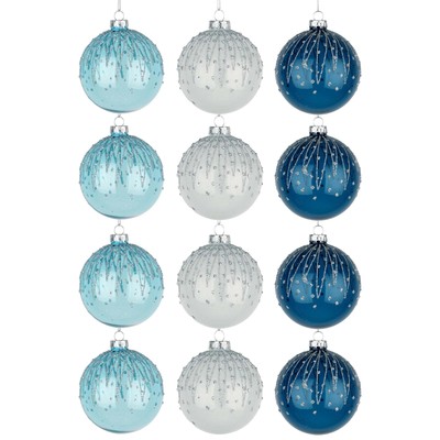 8cm Glaskugeln Christbaumschmuck Kugeln Weihnachten hängend festlich Deko 12 Stück