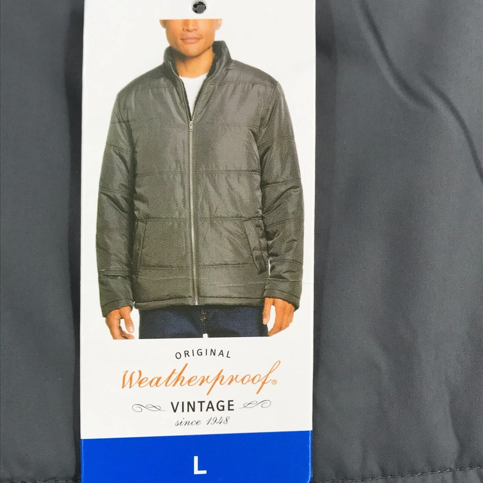 Chaqueta impermeable vintage para hombre grande gris acolchada forrada de piel sintética Foto 2 de 4