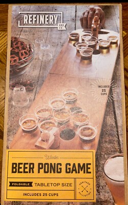 Refinery And Co Wooden Mini Beer Pong Game