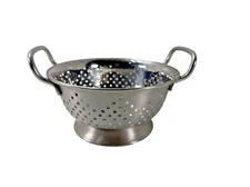 Vintage Estate Small Stainless Steel Strainer  Colander w Handles 7.5"W x 3.75"T