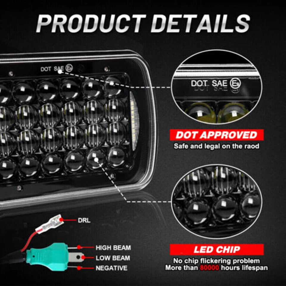 2PC 5x7" LED Headlights H4651 Halo Headlamp For Freightliner MT45 MT55 2001-2016 - Image 4 of 4