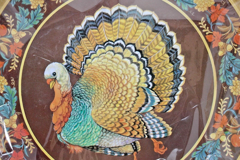 NEW! 1993 VTG Metal Thanksgiving Turkey Serving Tray~ Gibson Gallery ~Fast Ship - Image 4 of 4