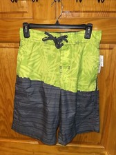 NWT MEN'S WAVE ZONE BATHING SUIT SWIM TRUNKS BOARD SHORTS SIZE SMALL GREEN GRAY
