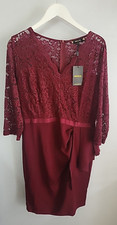 Miusol Womens Evening Dress Size XXL 16 UK  Burgundy Knee Length Lace