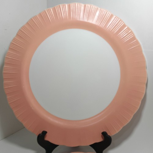 Plato de picar/pastel vintage Macbeth Evans Glass Cremax bordette rosa y blanco - Imagen 3 de 6