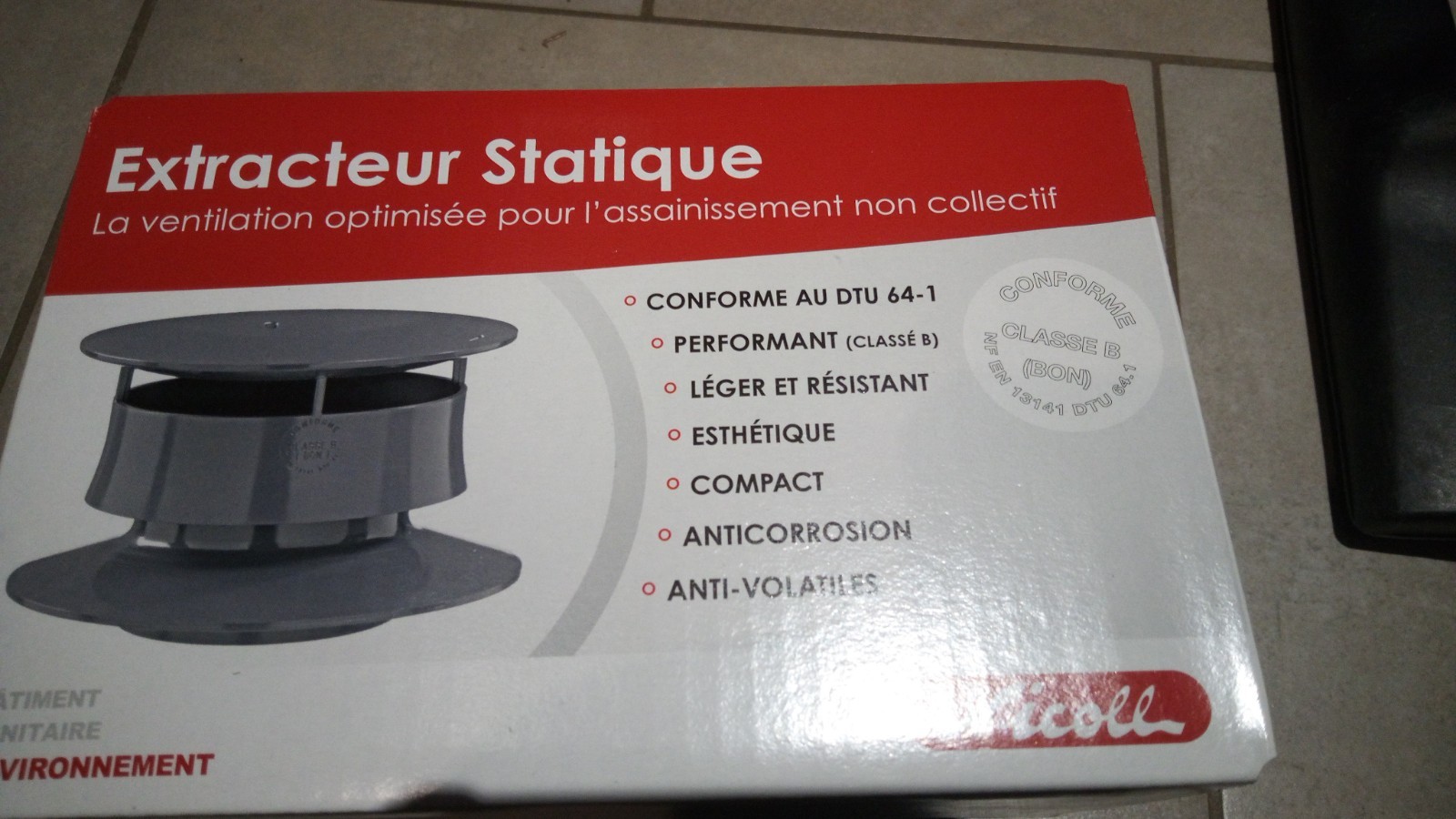 Extracteur statique Nicoll pour éliminer l'humidité et les odeurs de la maison