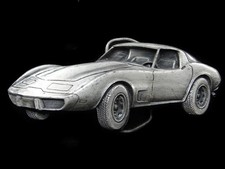 RL03122 VINTAGE 1979 CUT-OUT CORVETTE SPORTS CAR COMMEMORATIVE BELT BUCKLE