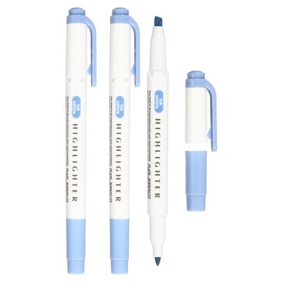 3er-Set Textmarker mit breiter & runder Spitze, für Deep Blue