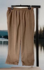 Alfred Dunner Elastic Waist Straight Leg Womens Light Brown Soft Pants Size 12