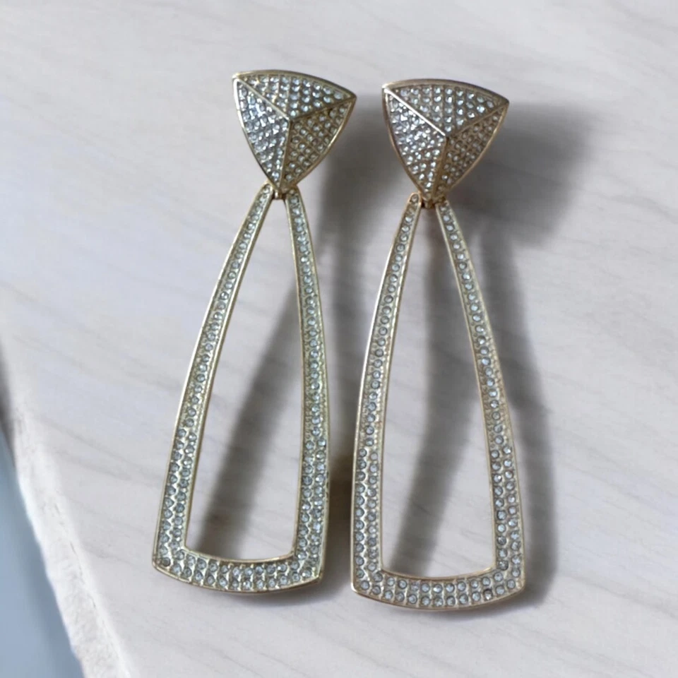 PENDIENTES COLGANTES VINTAGE HH HOUSE OF HARLOW SUNBURST & MESA CUERO VERDE DORADO Foto 2 de 4