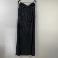 Lulus Whimsical Beauty Black Satin Plisse Strapless Pleated Maxi Dress XXL