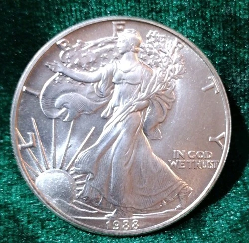 U.S. Mint American Eagle 1988 1 oz .999 Fine Silver Coin Uncirculated Capsule