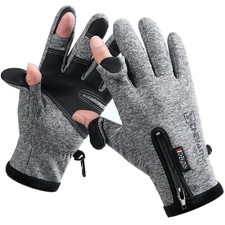 Winter Fingerless Fishing Gloves for Men  Women, Windproof Cold Weather Touc...