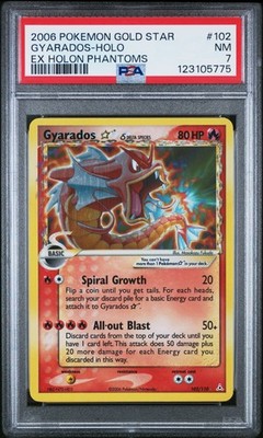 2006 POKEMON EX HOLON PHANTOMS GOLD STAR #102 GYARADOS-HOLO PSA 7