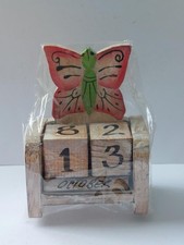 Collectable  wooden perpetual calendar, Butterfly - white wood, New