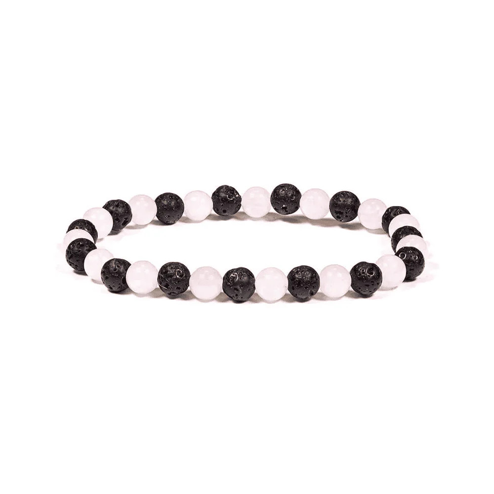 Rose Quartz & Lava Healing Crystal Bracelet 6mm Beads – Love & Grounding