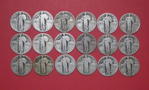 Standing Liberty Quarter Lot - 18 Mixed Date Coins