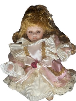 Small Porcelain Doll Nanjing Paradise Target 8 inch Blonde Hair Blue Eyes