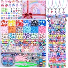 Girls Bracelet Making Kit Clay Bead Unicorn Mermaid DIY Jewelry 3200Pcs Supplies
