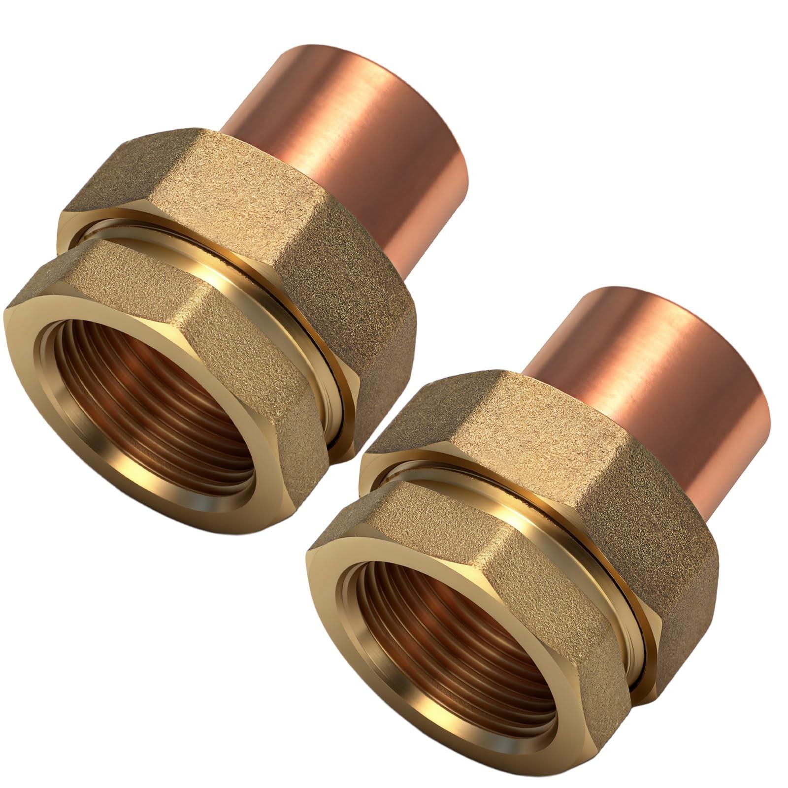 Otoolling 2 Pack 1" C x FIP LF Brass Pipe Copper Union Sweat to Male Iron
