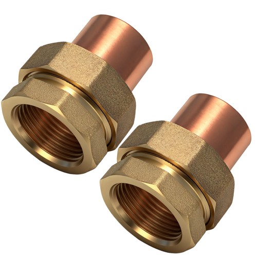 Otoolling 2 Pack 1" C x FIP LF Brass Pipe Copper Union Sweat to Male Iron