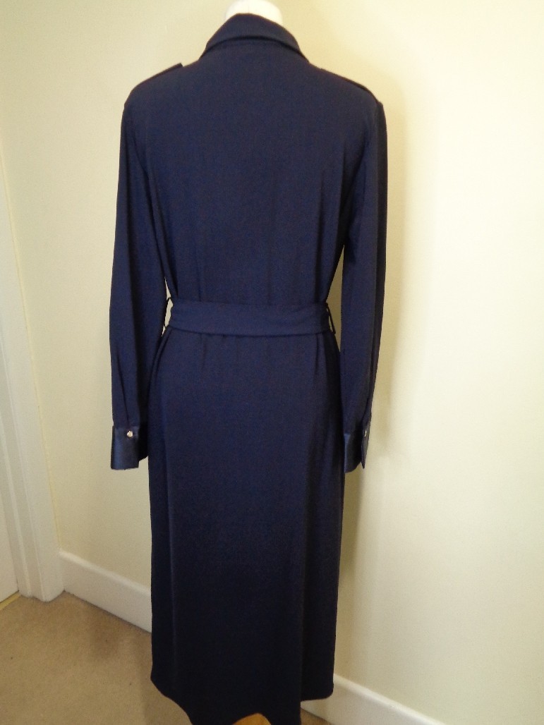 ZARA NAVY BLUE BELTED MIDI SHIRT DRESS WITH GOLD BUTTON DETAIL - SIZE SMALL image 8