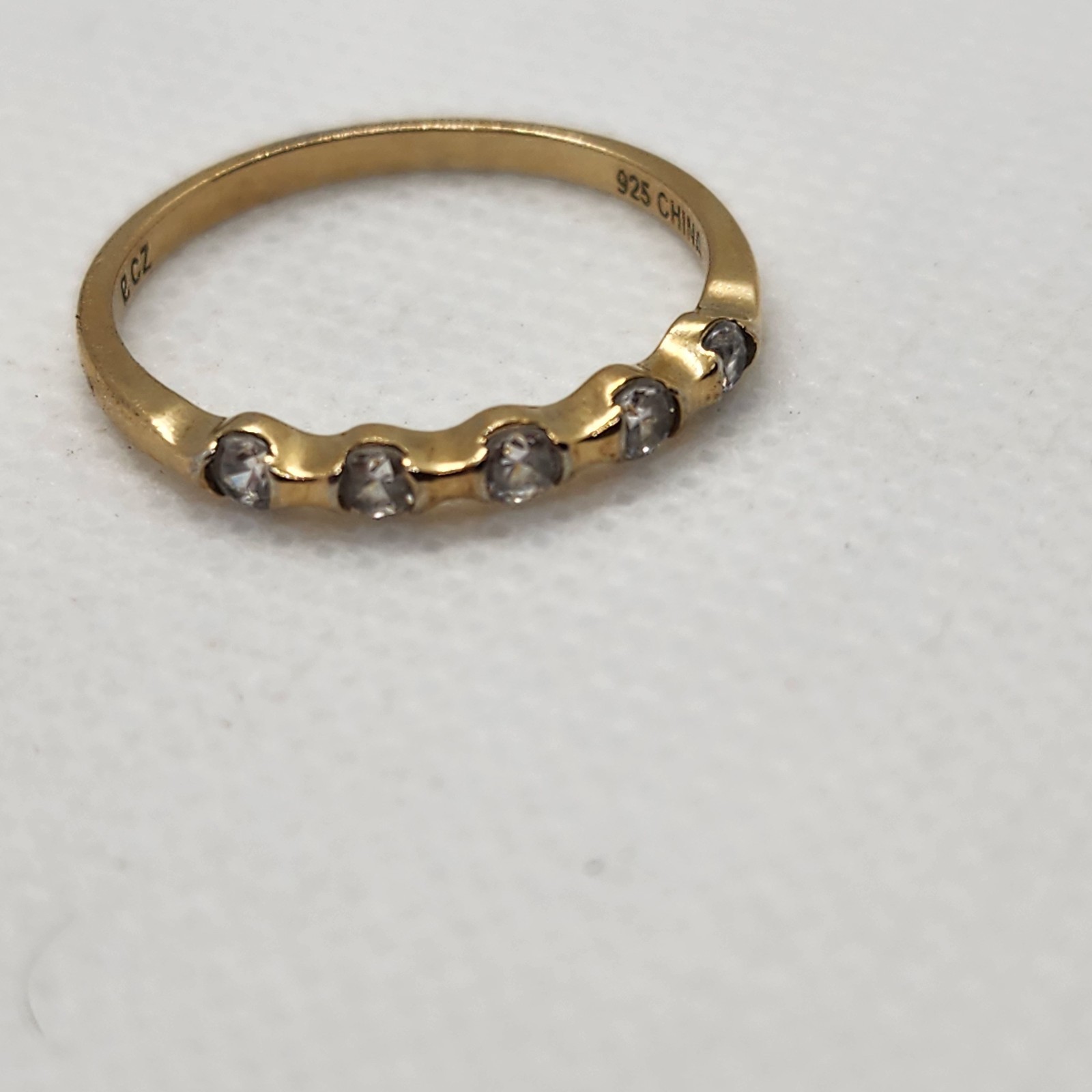 Gold Plate Sterling Silver Ring Stackable Cz Korea - image 3