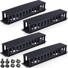 4 Pack 2U 19" Horizontal Cable Management Panel with Removable Cover