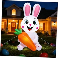 5 Ft Easter Inflatables Easter Decorations, Blow up Easter Bunny with LED