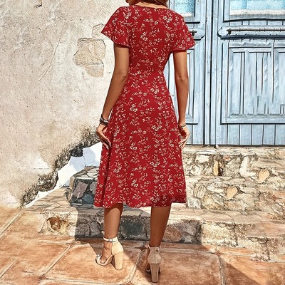 Summer Floral Print Maxi Dress Women Button Up Split Long Flowy Bohemian Beach P | eBay Summer Floral Print Maxi Dress Women Button Up Split Long Flowy Bohemian Beach P | eBay