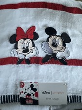 NWT Disney Jumping Beans Mickey Mouse Minnie Bath Towel 100 Cotton 27 X 50