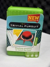 Trivial Pursuit Shuffle Travel Sized Trivia Card Game in Plastic Box FAMILY FUN 