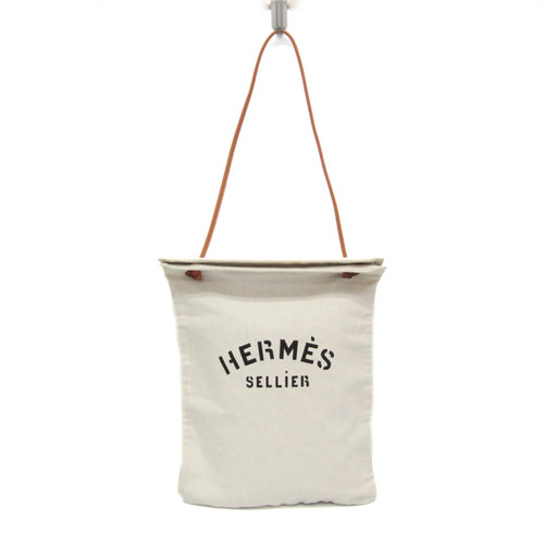 Hermes Aline GM Women's Cotton,Leather Shoulder Bag Brown,Off-white BF593609