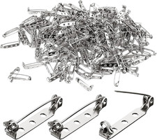 200 PCS Flat Bar Pins 45MM, Brooch Backs Safety Pin Backs with 3 Holes Silver Ba