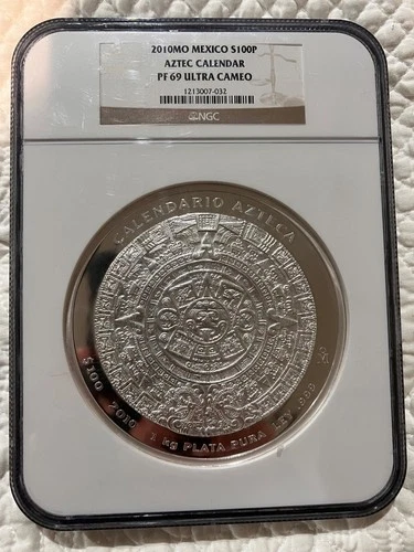 2010 $100P Mexico Aztec Calendar 1 KILO Silver PF 69  ULTRA CAMEO NGC PROOF