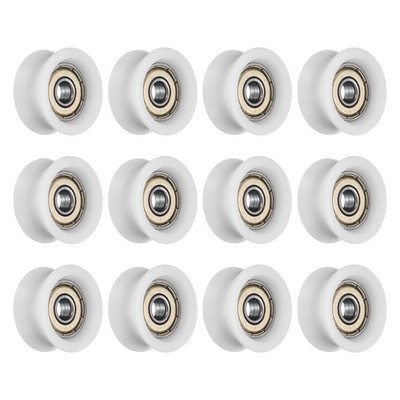 12Pcs, Groove Plastic Guide Bearing 6x27.3x13mm Pulley Roller(White)