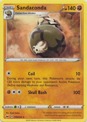 Sandaconda - 109/202 - Rare (Near Mint) Sword & Shield Base Set - Fighting Pokém