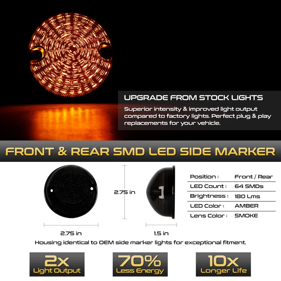 8PC Smoke LED Turn Signal Light+Braking+Flasher For 1983-2016 Defender 90 110 — 第 3/4 张图片