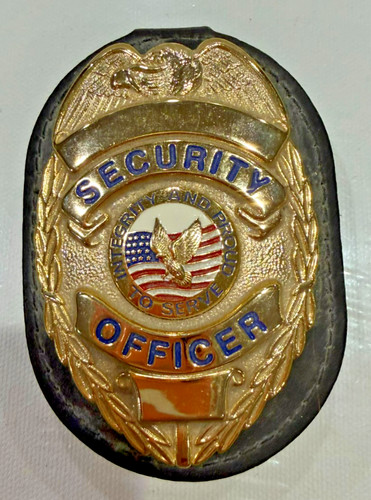 1423C ~ Vintage Private Security Officer Badge, Gold - Eagle w/Integrity & Serve