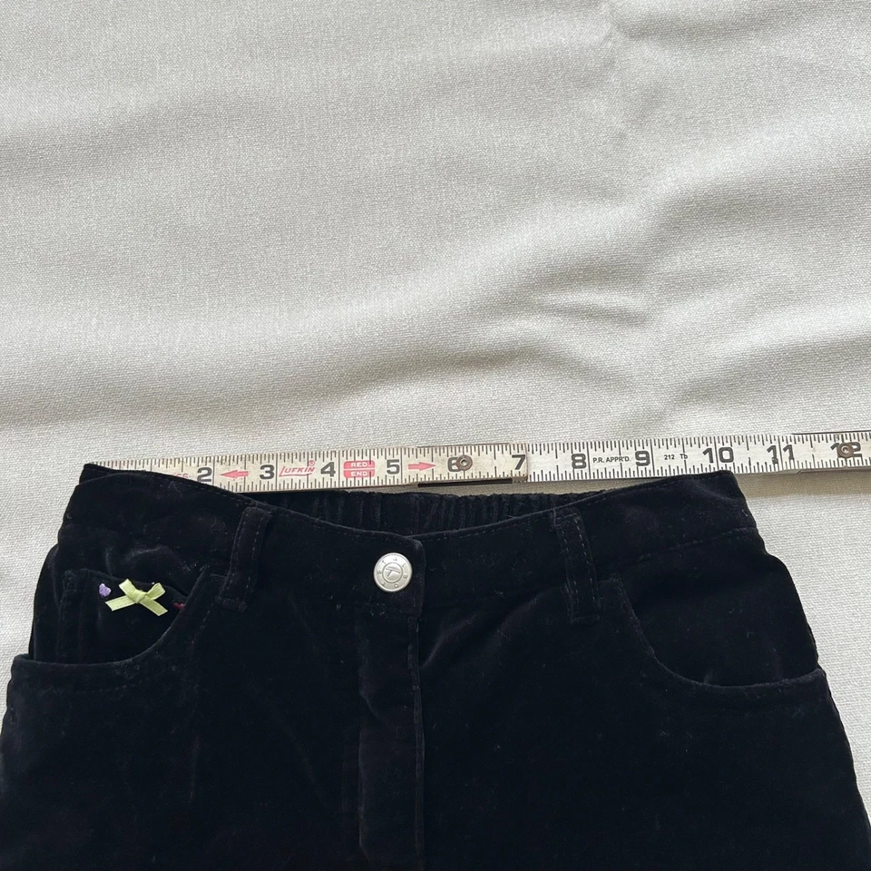 Pantalones de Fiesta Talbots Niños Niñas Negros Terciopelo Suave Bordados Talla 6X Foto 3 de 4