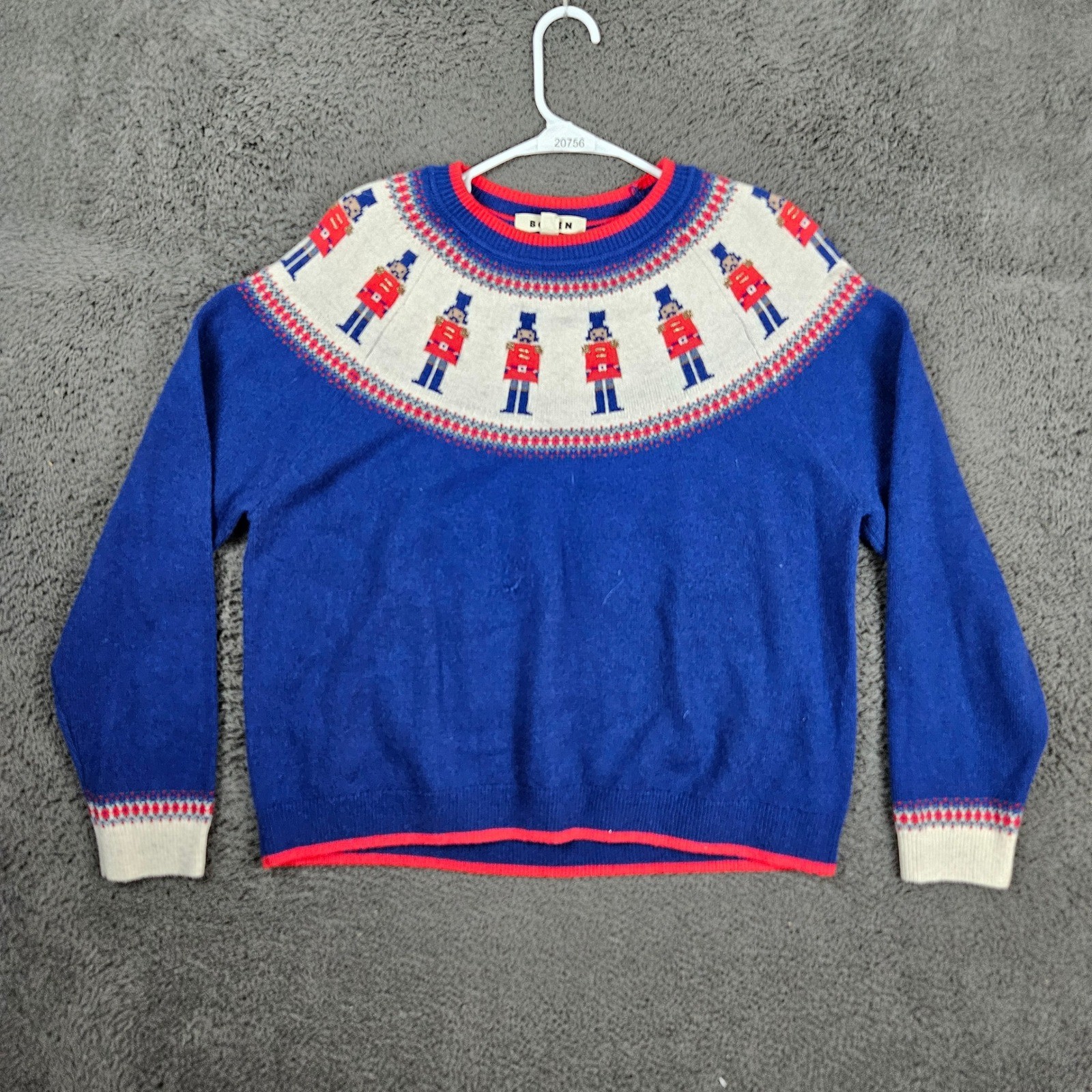 Boden Edie Fair Isle Jumper Nutcracker Sweater Blue Wool Alpaca XL