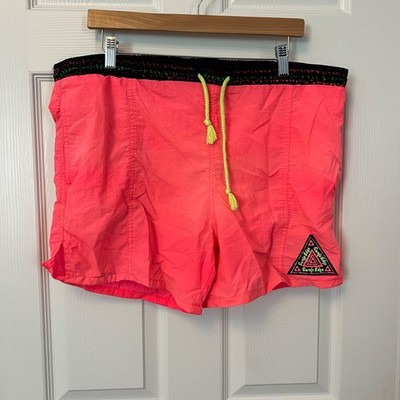 Vintage Express Surfs Edge Mens Neon Pink 80s Beach Shorts M Retro Surf Skate