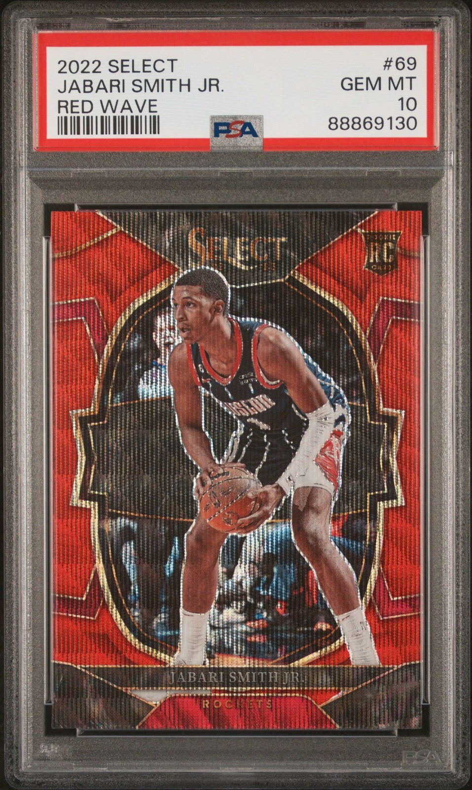 Jabari Smith Jr. 2022-23 Panini Select Concourse Red Wave RC PSA 10 #69 Houston
