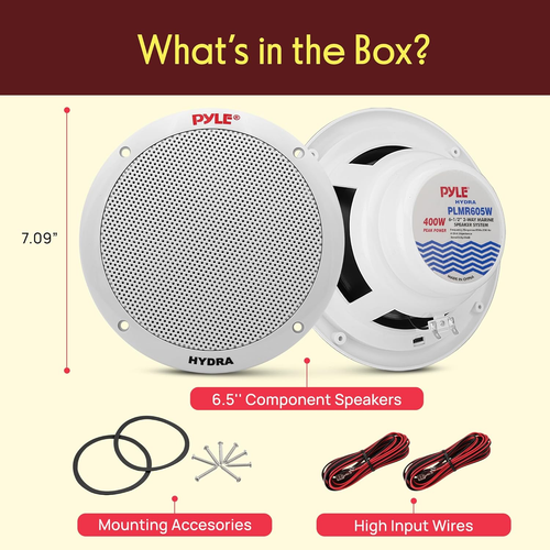 6.5 Inch Dual Marine Speakers - 2 Way Waterproof and Weather Resistant Outdoor S - Picture 2 of 12