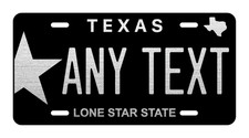 Custom Texas Tx Any State Car Tag Diamond Etch Vanity Front License Plate