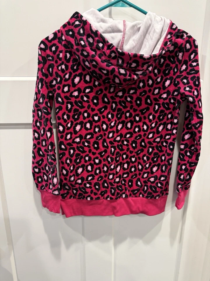 Circo Gilr's большой флис молнии с капюшоном куртки, ярко розовый леопардовый принт, новый - Изображение 2 из 3