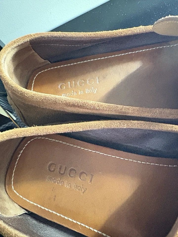 Gucci Jordaan Horsebit Brown Suede Loafers, Size 10 Men’s - Image 4 of 4