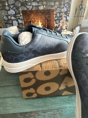 NEW COACH Size 10 Men's Sneaker Blue Signature C High Line Leather